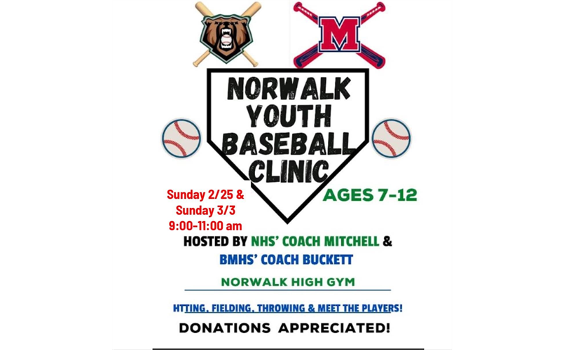 Norwalk Youth Baseball Clinics w/HS Coaches 2/25 & 3/3
